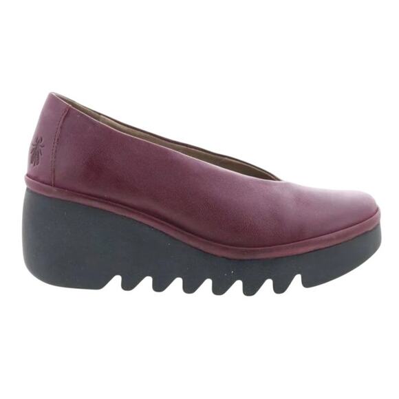 Fly London Beso Burgundy Red Leather Wedge Size 38 - Picture 1 of 11